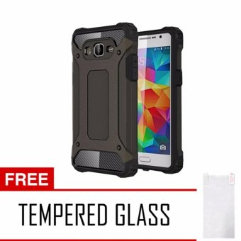 Gambar Case Tough Armor Carbon for Samsung Galaxy J7 Prime Series   Hitam+ Free Tempered Glass