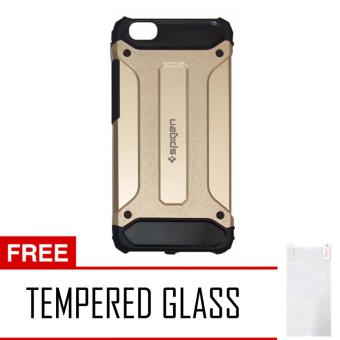 Gambar Case Tough Armor Carbon for Vivo Y55   Gold + Free Tempered Glass