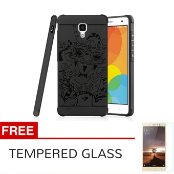 Gambar Case TPU Dragon Back Cover Silikon Original for Xiaomi Mi 4   Black + Gratis Tempered Glass