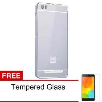 Case Xiaomi MI4i Metal Aluminium Bumper with Polycarbonate Backcase - Perak + Gratis Tempered Glass  