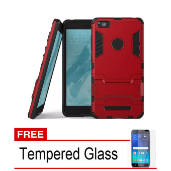 Gambar Case Xiaomi Mi4i   Mi4c Shield Armor Kickstand Series   Red +Gratis Tempered Glass