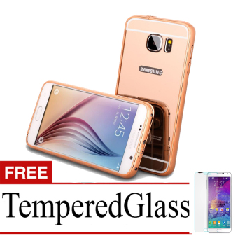 Gambar Casing Metal Bumper Mirror for Samsung Galaxy Note 5   Rose Gold +Free Tempere Glass