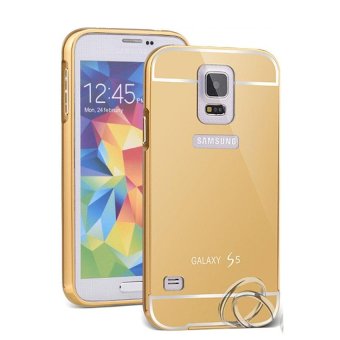 Casing Metal Bumper Mirror for Samsung Galaxy S5 - Gold  