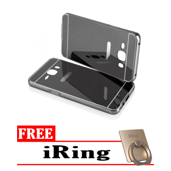 Gambar Casing Samsung Galaxy J3 2016 Bumper Mirror   Black + Free iRing