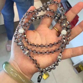 Gambar Cerah warna baru buatan tangan merajut kristal lanyard kalung