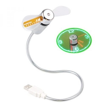 Gambar Clock Fan, SUNNIOR USB Gooseneck Mini USB Fan LED Display Time  intl