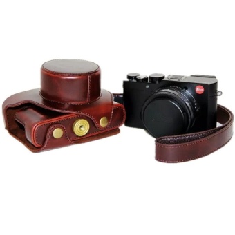 Gambar Coffee PU Leather Camera Case Bag Cover for Leica D LUX TPY109withStrap   intl