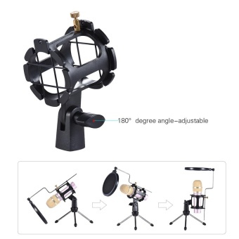 Detachable Desktop Microphone Tripod Stand Holder Bracket Supporter With Shock Mount Mic Holder & Double Dual-layer Pop Filter & Stick Professional For Broadcast Podcast Meeting Online Conference Chatting Lecture - Intl Pebruari 2019 - 5 Detachable Desktop Microphone Tripod Stand Holder Bracket Supporter with Shock Mount Mic Holder & Double Dual-layer Pop Filter & Stick Professional for Broadcast Podcast Meeting Online Conference Chatting Lecture - intl - 5