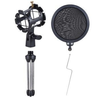Detachable Desktop Microphone Tripod Stand Holder Bracket Supporter With Shock Mount Mic Holder & Double Dual-layer Pop Filter & Stick Professional For Broadcast Podcast Meeting Online Conference Chatting Lecture - Intl Pebruari 2019 - 4 Detachable Desktop Microphone Tripod Stand Holder Bracket Supporter with Shock Mount Mic Holder & Double Dual-layer Pop Filter & Stick Professional for Broadcast Podcast Meeting Online Conference Chatting Lecture - intl - 4