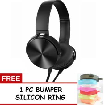 Gambar DJ Powerfull Stereo Extra Bass Headphone Headset Earphone + FREE 1PC BUMPER SILICON PELINDUNG HANDPHONE