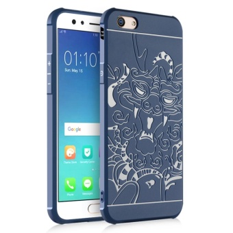 Gambar Dragons silikon karet lembut Slim Case Belakang untuk OPPO F3 (biru)