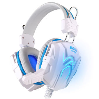 Gambar EACH GS310 Stereo Gaming Headphone Game Headset Headband withMicrophone Glaring LED Light(White Blue)   intl