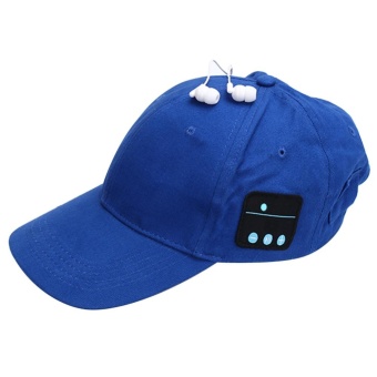 Gambar Earphone Hat Wireless Headphones Baseball Headset Mic Bluetooth Hat(Blue)   intl