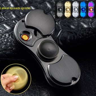 Gambar Electronic USB Charging Finger Hand Spinner Lighter 2 In 1 MetalCigarette Fingertip Gyro   intl