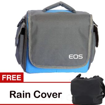 Gambar EOS Tas Kamera 2 Lensa   Biru + Gratis Rain Cover