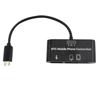 Gambar Fang 3 in 1 OTG USB konektor pembaca kartu SD micro SD USB teleponPC (hitam)