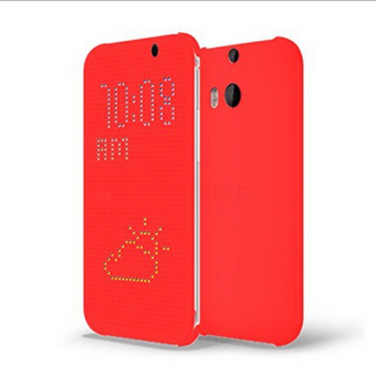 Gambar Fang Fang Ultra Slim Dot View Flip Smart Case Cover for HTC One 2M8 (Red)