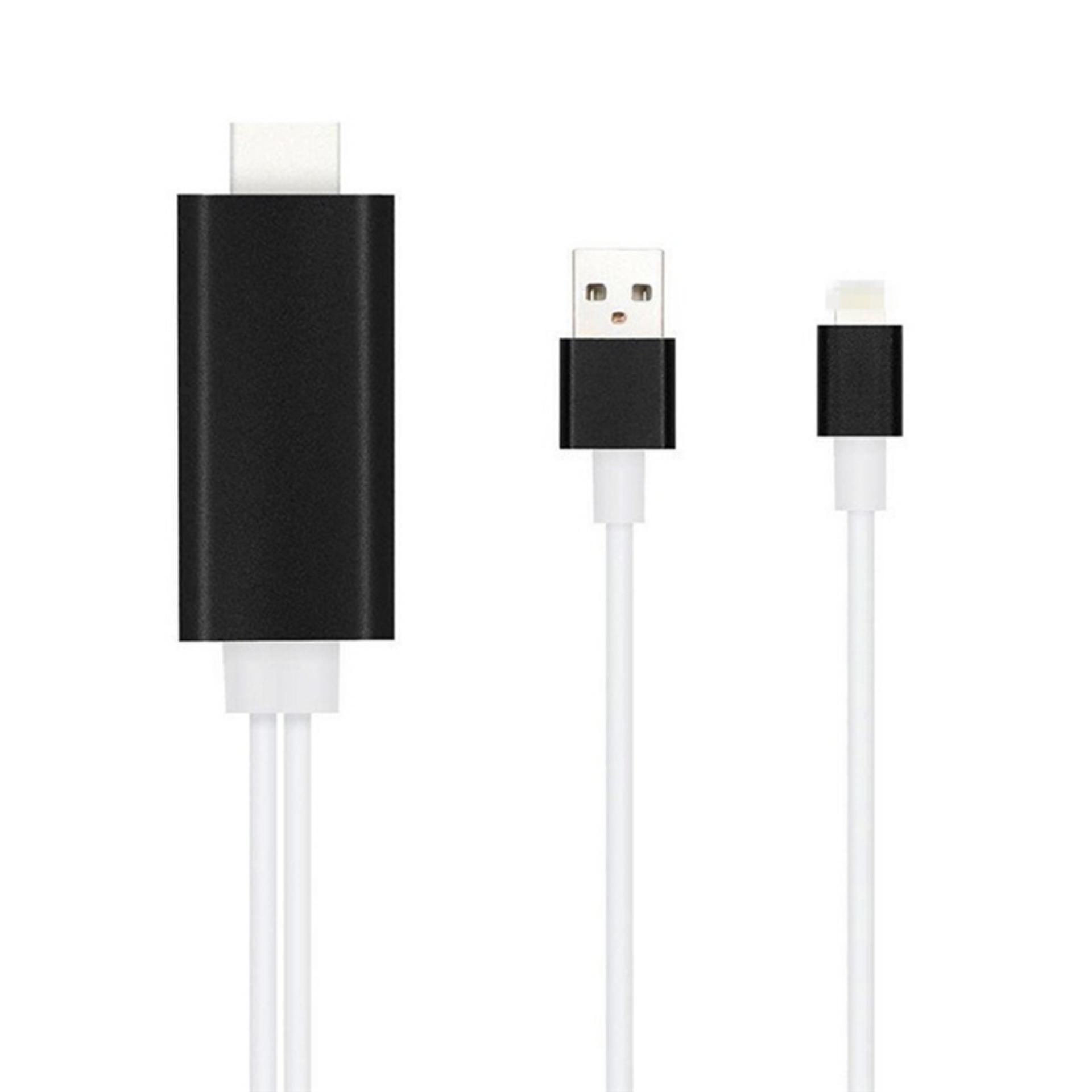 Fashion HDMI HDTV AV Kabel Adaptor untuk IPhone 5/5 S/6/6 S Plus IPad (3g/4g Versi) Hitam-Intl