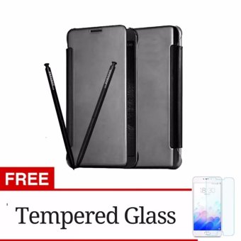 Gambar FLIP COVER MIRROR WALLET CLEAR VIEW FOR SAMSUNG GALAXY J5 2016(J510) BLACK + GRATIS TEMPERED GLASS