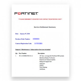 Gambar Fortinet renewal Fortigate FG 60D, Forticare 1 year 8x5