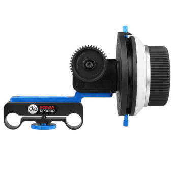 Fotga DP3000 M2 Follow Focus With A B Hard Stops For 15mm Rod Rail Rig DSLR Camera (Black and Blue)  