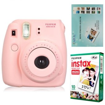 Gambar Fujifilm Instax Mini 8 Instant Camera (Pink) + Fuji White Edge Instant 10 Film + Hanging Wall Album