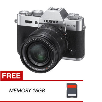 Fujifilm X-T10 Mirrorless Digital Camera with 18-55mm Lens - Silver + Free Memory 16 GB  