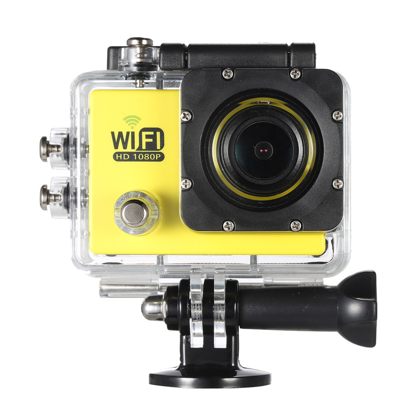 Full HD Wifi Action Sports Camera DV Cam 2.0â€? LCD 12MP 1080P 30FPS 4X Zoom 140 Degree Wide Lens Waterproof for Car DVR FPV PC Camera Diving Bicycle (Yellow)  