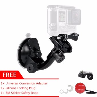 Gambar GearBear 70mm Car Windshield Window Glass Suction Cup Mount Sucker+ GIFT 3M Sticker Safety Tether   Universal Adapter  Rubber Locking Plug Kit Set For GoPro Hero 5 4 Session 3+ 3 2 1Action Sports Camera