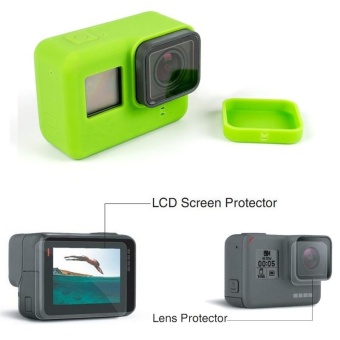 Gambar Gopro Hero 5 Lens and Screen Protector Film+Silicone Case+LensCover,Camera Accessories Set Green by WangWang Store   intl