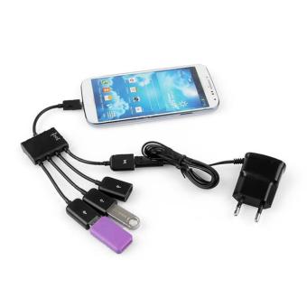 Grade AA Multifunction Micro USB OTG Hub 4 in 1 Kabel Data & Charger Adapter untuk Smartphone Android & Adapter + FREE 1 PC BUMPER SILICON PELINDUNG HANDPHONE