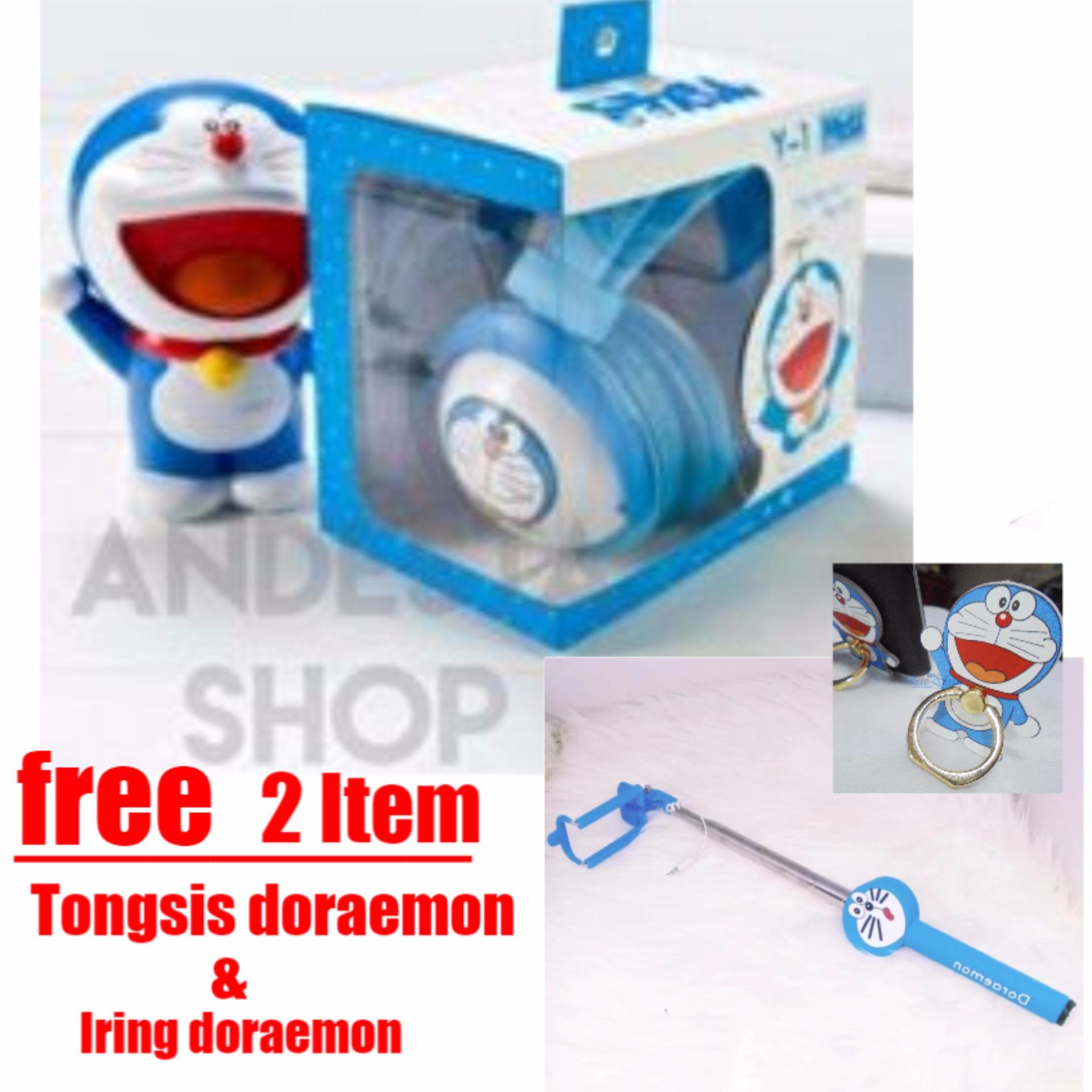 Headphone Stereo Karakter DORAEMON Bando + FREE Tongsis Karakter + Iring Doraemon