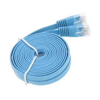 Gambar High Quality 2.0m 6.56ft Blue High Speed Cat6 Ethernet Flat Cable RJ45 Computer LAN Internet Network Cord   intl