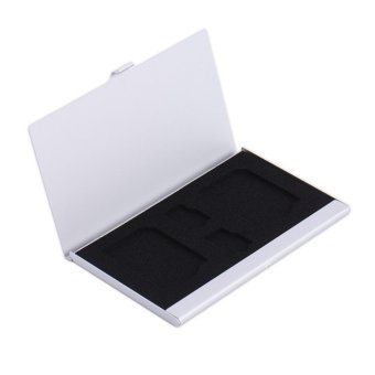 Gambar High Quality 2TF+2SD Portable Aluminum Micro For TF SD SDHC TF MSMemory Card Storage Case Box Bag Protector Holder intl