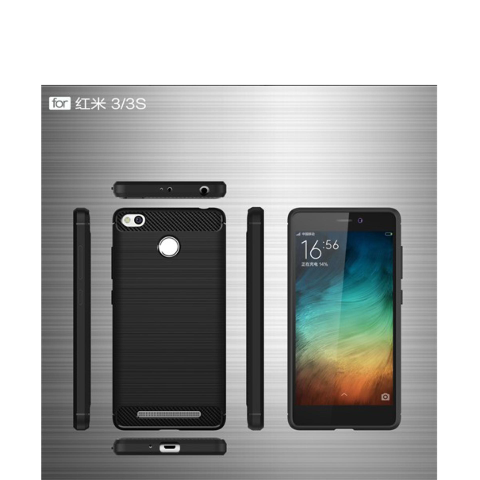 ... iCase Rubber Armor Carbon Fiber TPU Soft Silicone Anti-knock Back Case For Xiaomi Redmi ...