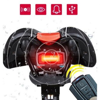 Gambar (Import)ANTUSI A6 Bicycle 3 in 1 Wireless Rear Light CyclingRemoteControl Alarm Lock Mountain Bike Smart Bell COB Tailight USB  intl