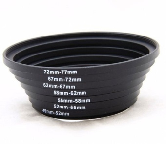 Gambar iooiopo 49,52,55,58,62,67,72,77 MM Camera Lens Filter Step Up Adapter Rings (Black,Set of 7 Piece)   intl