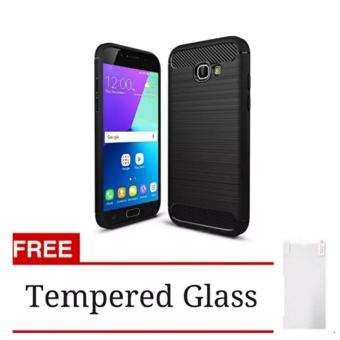 Gambar iPaky Carbon Fiber Shockproof Hybrid Back Case for Samsung A520  A5 2017   Black + Gratis Tempered Glass