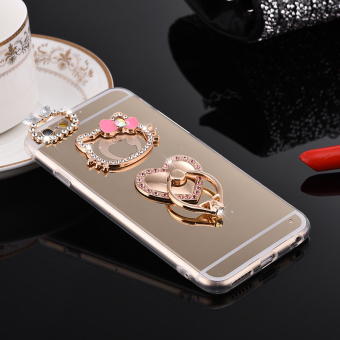 Gambar Iphone5 7plus berlian imitasi apel gesper cincin shell telepon silikon set