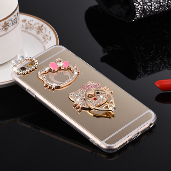 Gambar Iphone5 7plus berlian imitasi apel gesper cincin shell telepon silikon set