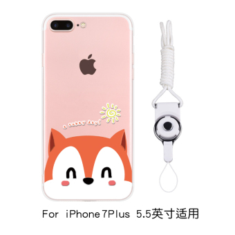Gambar IPhone7 7 plus 8plus transparan kartun lanyard Apel ultra tipis shell ponsel