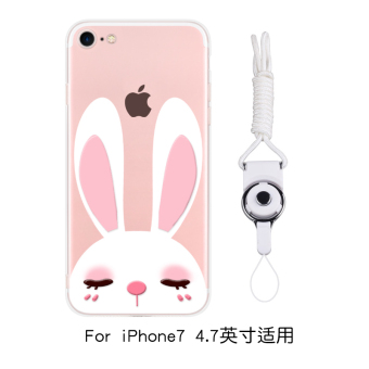 Gambar IPhone7 7 plus 8plus transparan kartun lanyard Apel ultra tipis shell ponsel