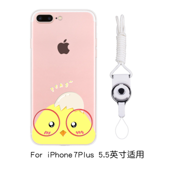Gambar IPhone7 7 plus 8plus transparan kartun lanyard Apel ultra tipis shell ponsel