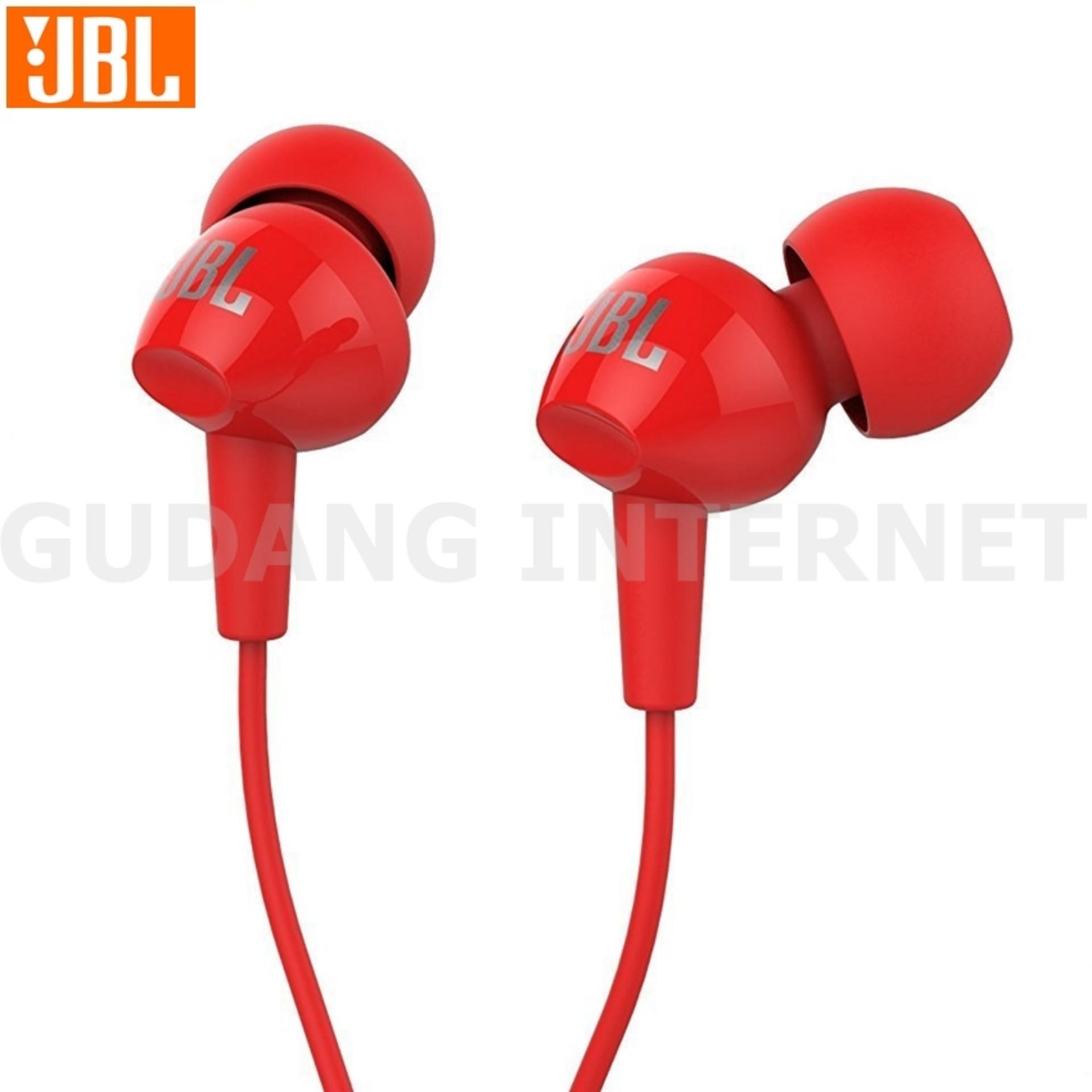 JBL C100SI In-Ear Headphones with Mic - Compatible For Android & iOS - Merah
