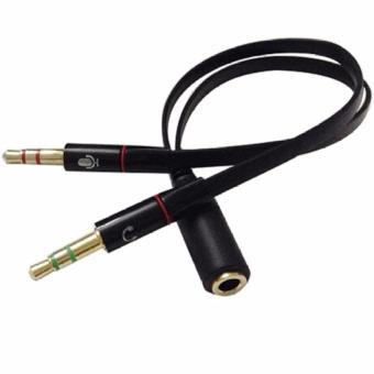 Gambar kabel Audio Splitter Headphone Earphone Stereo 1 Female ke 2 Male  Hitam