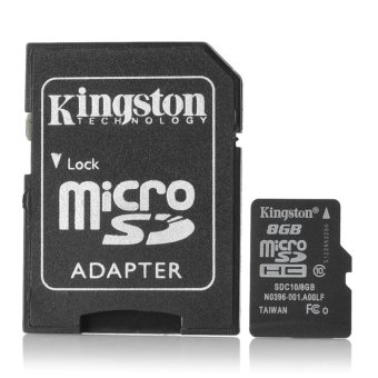 Gambar Kingston SDHC disebut TF Micro SD kartu memori dengan adaptor  Hitam (8 GB kelas 10)