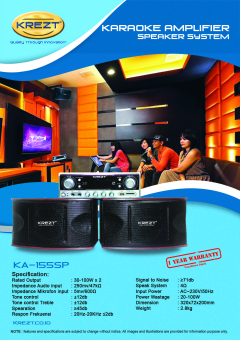 Krezt Karaoke Amplifier Speaker System KA-155SP (Speaker KaraokeSet + Amplifier)