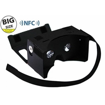 Gambar LARGER VERSION   Google Cardboard @ 45mm Focal Length VirtualReality Google Cardboard with Printed Instructions and Easy toFollow Numbered Tabs   Perfect fit for Samsung Galaxy Note 2 Note3, Iphone 6 Plus (WITH NFC and FREE HEAD STRAP) Black   intl