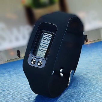 Gambar LCD Digital Watches Run Step Walking Distance Pedometer CalorieCounter Bracelet Black   intl