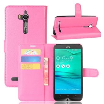 Gambar Leather Flip Cover Phone Case Wallet Card Holder For ASUS Zenfone 3Go ZB552KL (Rose Red)   intl